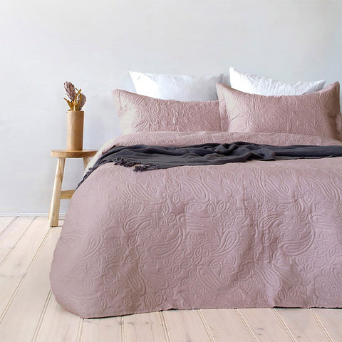 Bambury Paisley Floral Embossed Bedspread Coverlet Quilt Set Queen King Pink