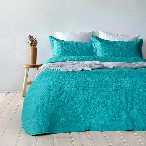 Bambury Paisley Embossed Bedspread Comforter Coverlet Set Queen King Peacock