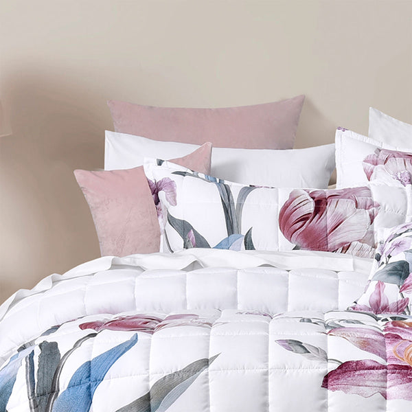 Bianca Carmela Floral Bedspread Coverlet Comforter Set White Queen