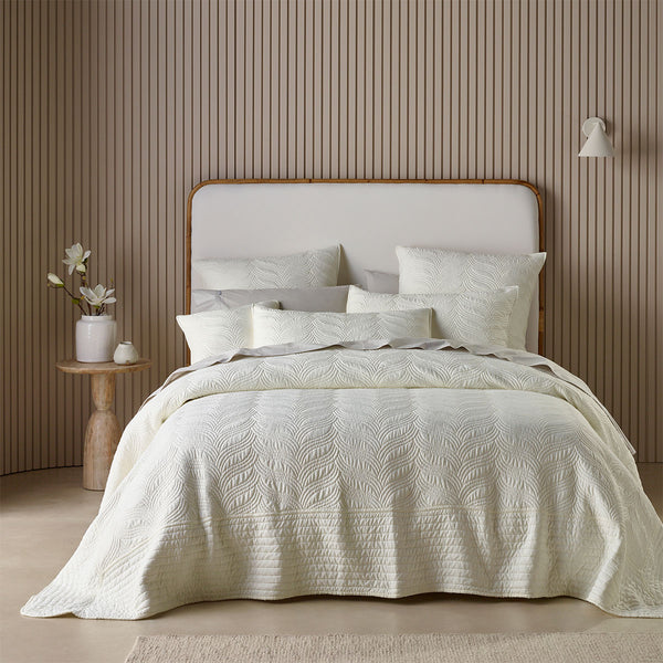 Bianca Kamala Embossed Bedspread Coverlet Comforter Set Cream King Single