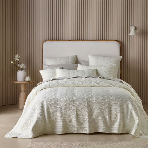Bianca Kamala Embossed Bedspread Coverlet Comforter Set Cream King Single