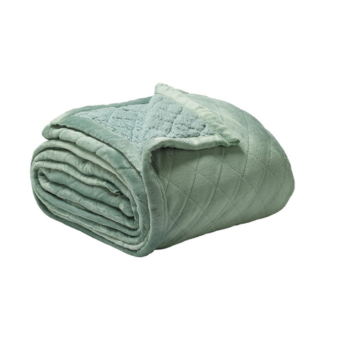 Bianca Mansfield Lattice Velvet Fleece Throw Rug Blanket Sage Queen King