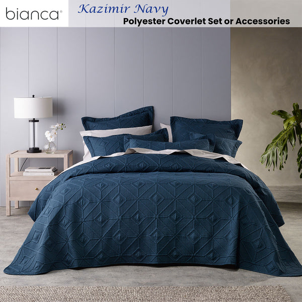 Bianca Kazimir Geometric Bedspread Coverlet Comforter Set Navy Super King