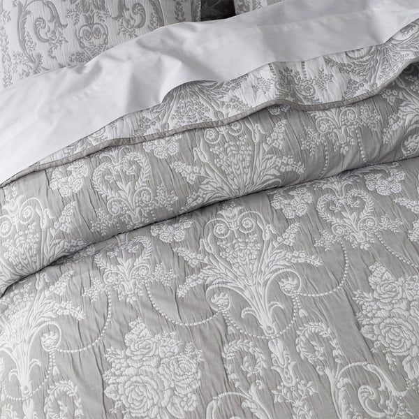 Bianca Olivia Rose Jacquard Bedspread Coverlet Comforter Set Grey Super King