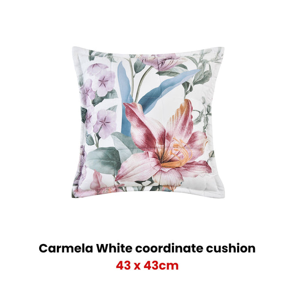 Bianca Carmela Floral White Square Filled Cushion 43cm