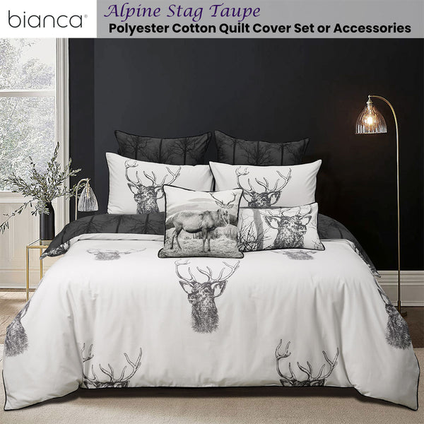 Bianca Alpine Stag Taupe Polyester Cotton Quilt Doona Duvet Cover Set King