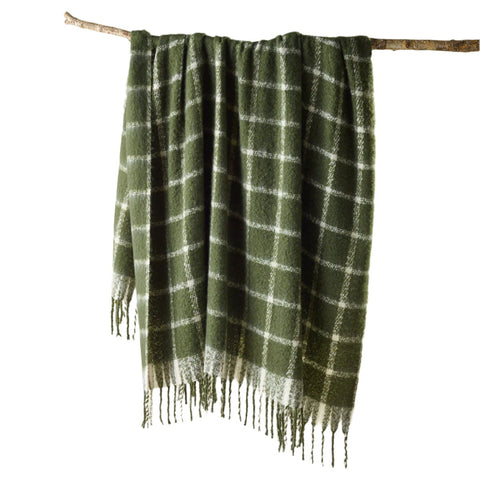 Bianca Maldon Faux Mohair Throw Rug Blanket 150 x 220cm Forest Green