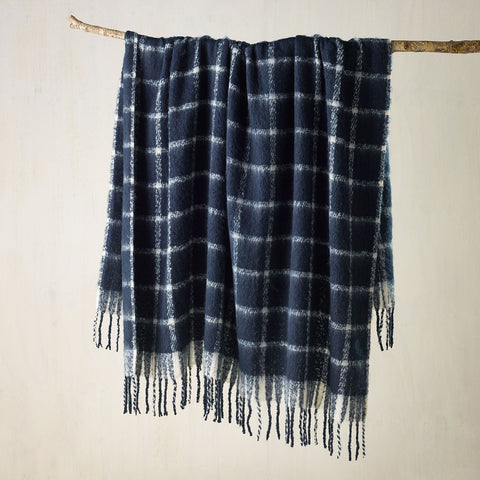 Bianca Maldon Faux Mohair Throw Rug Blanket 150 x 220cm Indigo