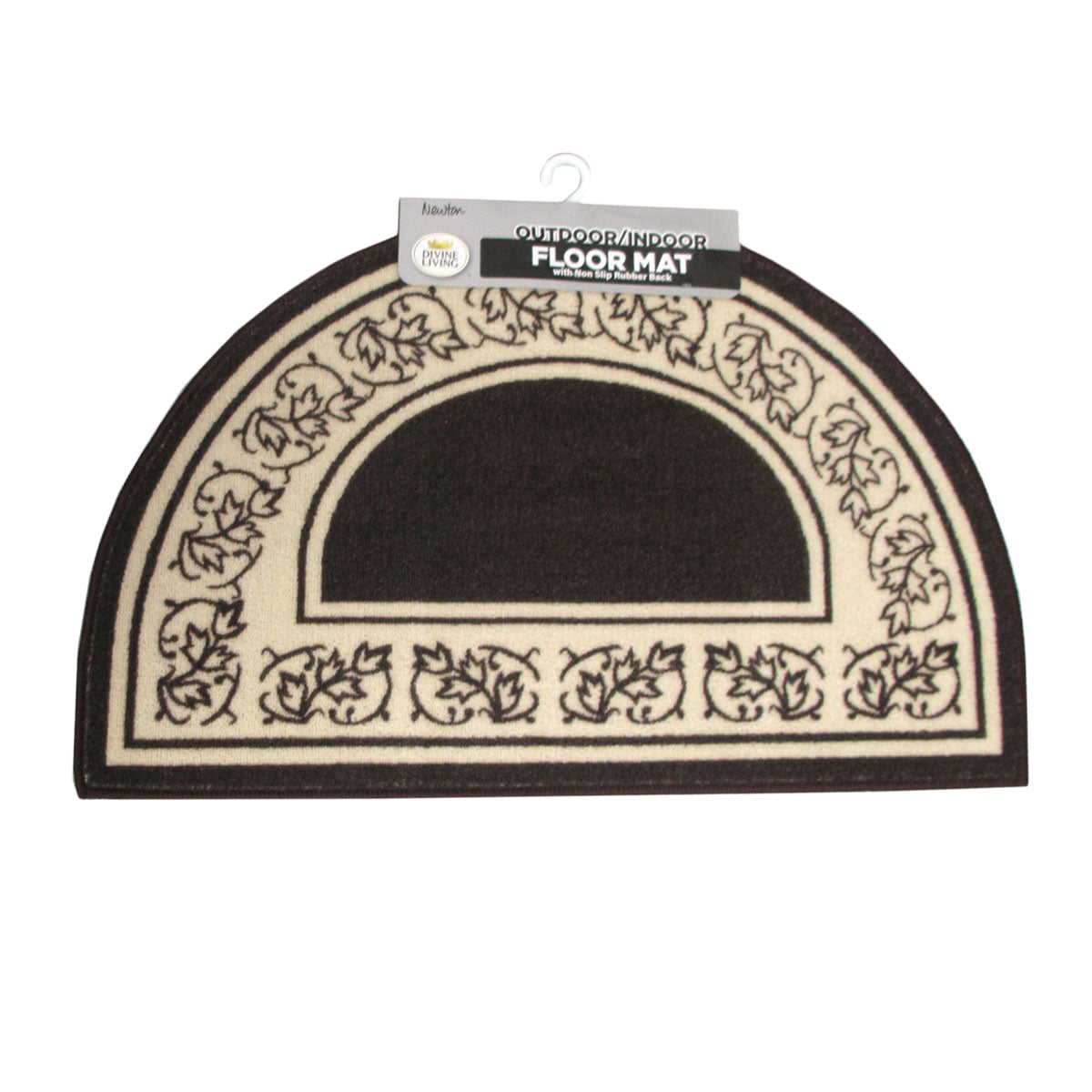 Newton Half Moon Floor Mat Indoor Outdoor 50 x 80cm Coffee Brown