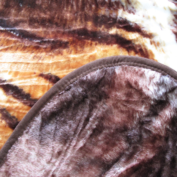 Faux Mink Fleece Throw Rug Blanket 375gsm Queen Tiger Family