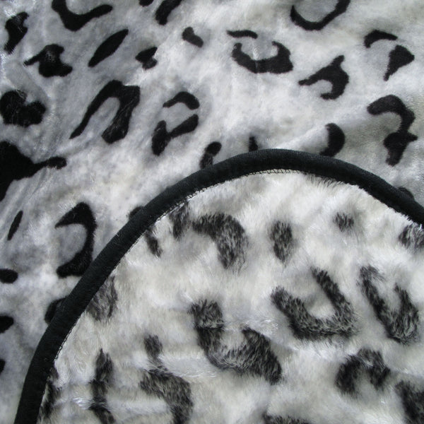 Animal Print Faux Mink Fleece Throw Rug Blanket 375gsm Queen Snow Leopard