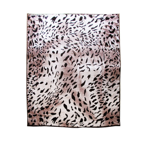 Animal Print Faux Mink Fleece Throw Rug Blanket 675gsm Queen Jaguar