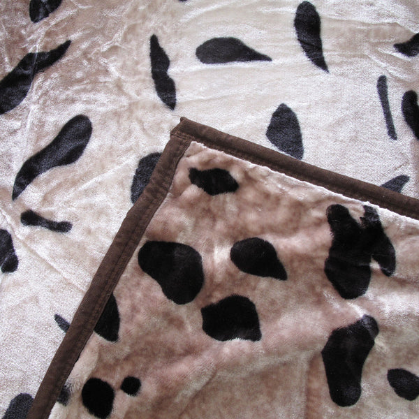 Animal Print Faux Mink Fleece Throw Rug Blanket 675gsm Queen Jaguar