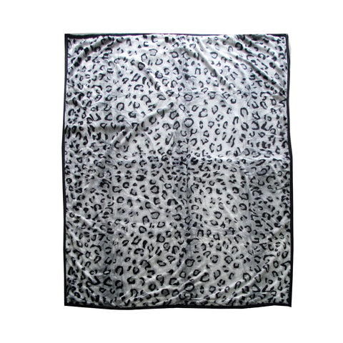Animal Print Faux Mink Fleece Throw Rug Blanket 675gsm Queen Snow Leopard
