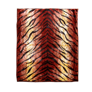 Animal Print Faux Mink Fleece Throw Rug Blanket 675gsm Queen Tiger Stripes
