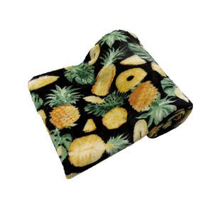 Pineapples Printed Coral Fleece Throw Blanket Rug 190gsm 127 x 152cm