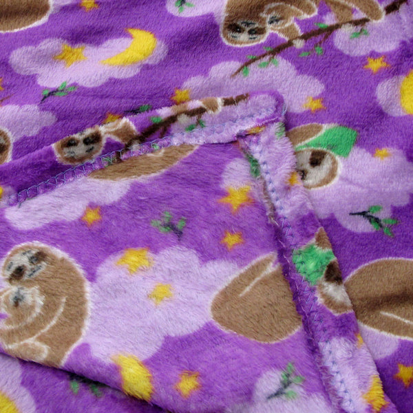 Sleeping Sloths Printed Coral Fleece Throw Blanket Rug 190gsm 127 x 152cm