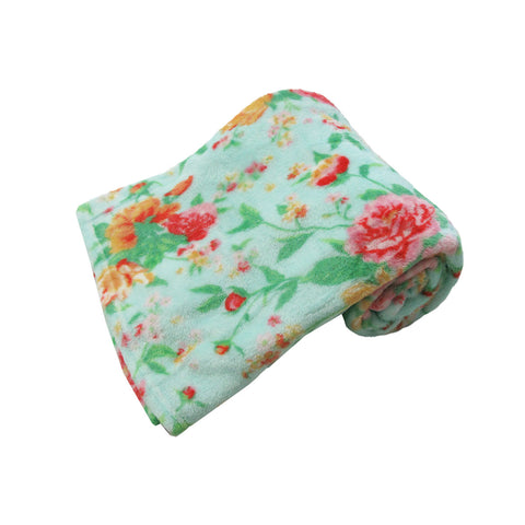 Tropical Floral Printed Coral Fleece Throw Blanket Rug 190gsm 127 x 152cm