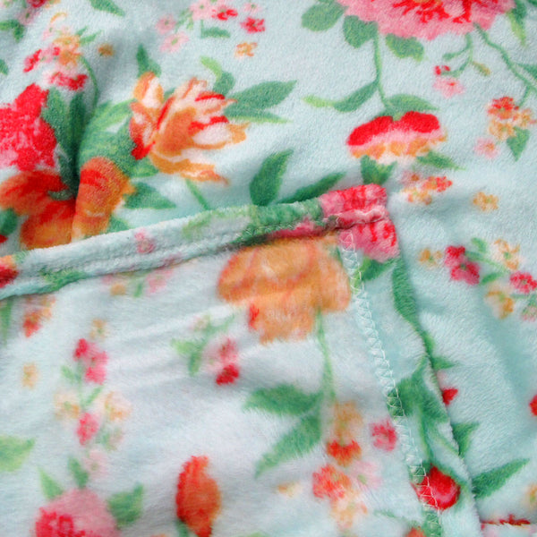 Tropical Floral Printed Coral Fleece Throw Blanket Rug 190gsm 127 x 152cm