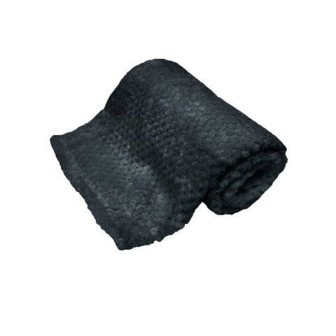 Popcorn Coral Fleece Throw Rug Blanket 180gsm 127 x 152cm Charcoal Grey