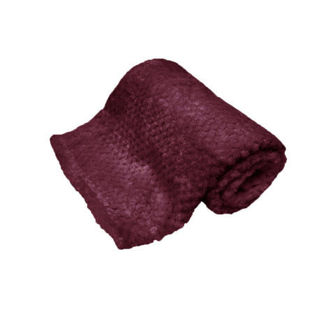 Popcorn Coral Fleece Throw Rug Blanket 180gsm 127 x 152cm Plum Purple