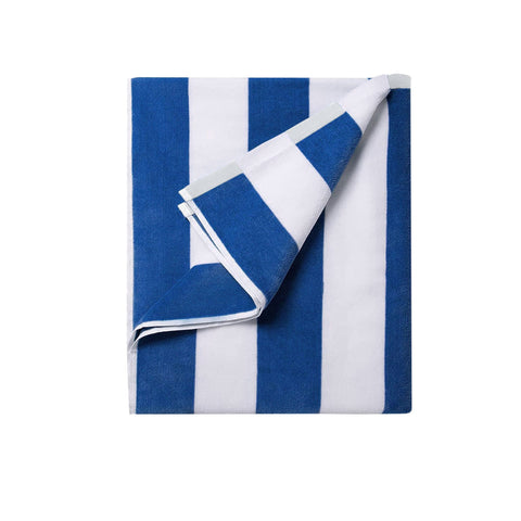 Cabana Stripe Cotton Polyester Beach Towel 400gsm Blue