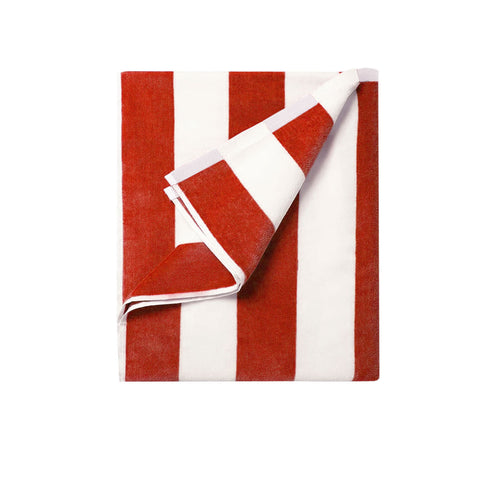 Cabana Stripe Cotton Polyester Beach Towel 400gsm Red