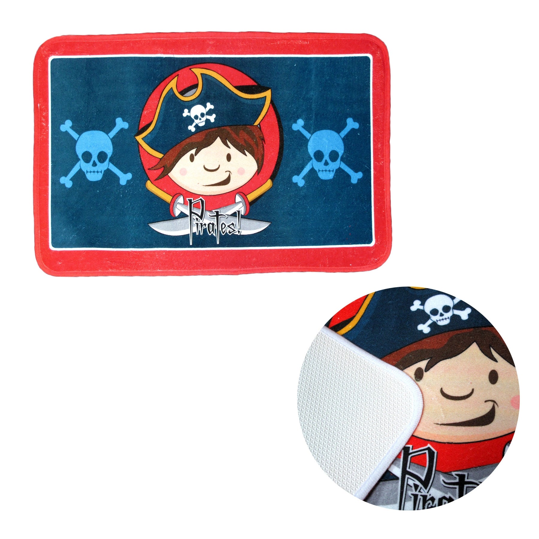 Pirate Kids Floor Mat Rug Carpet Rubber Backed 50 x 80cm