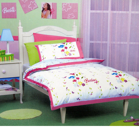 Disney Barbie Embroidery Quilt Doona Duvet Cover Set Single