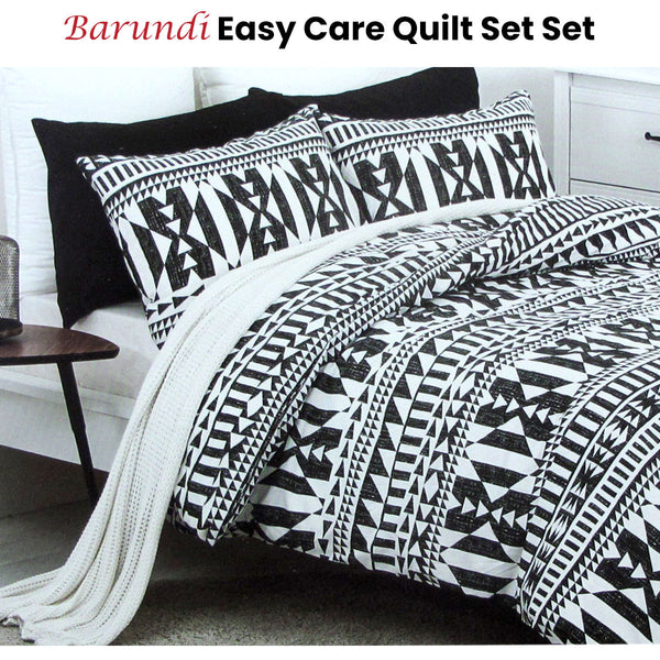 Belmondo Barundi Tribal Quilt Doona Duvet Cover Set Black White Queen