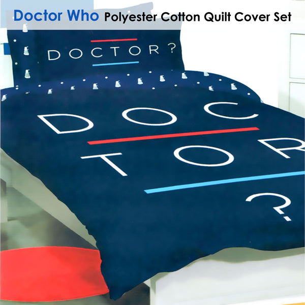 Doctor Who Quilt Doona Duvet Cover Set Blue Queen