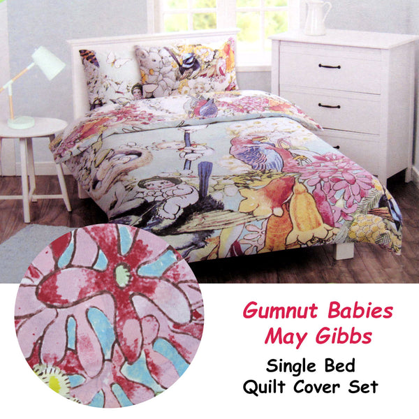 Caprice May Gibbs Gumnut Babies Quilt Doona Duvet Cover Set Single