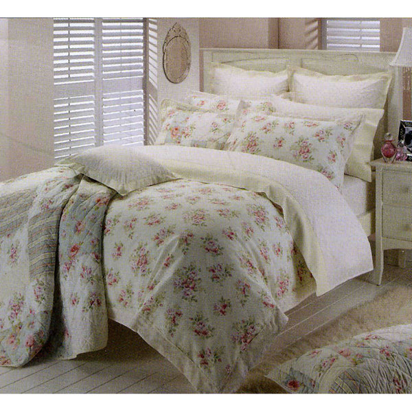 Belmondo Lara Rose Cotton Blend Quilt Doona Duvet Cover Set Cream Double