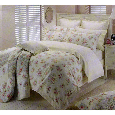 Belmondo Lara Rose Cotton Blend Quilt Doona Duvet Cover Set Cream Double