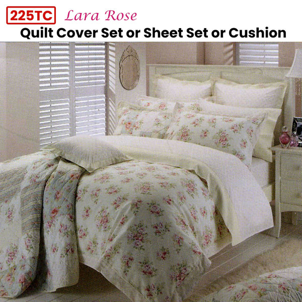 Belmondo Lara Rose Cotton Blend Quilt Doona Duvet Cover Set Cream Double