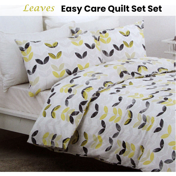 Belmondo Leaves Cotton Blend Quilt Doona Duvet Cover Set Queen