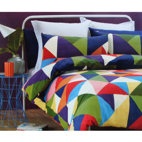 Belmondo Pentagon Triangles Cotton Blend Quilt Doona Duvet Cover Set Queen