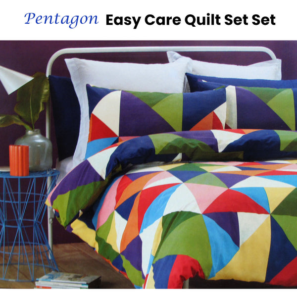Belmondo Pentagon Triangles Cotton Blend Quilt Doona Duvet Cover Set Queen