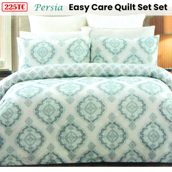 Persia Damask Print 225TC Cotton Rich Quilt Doona Duvet Cover Set Queen