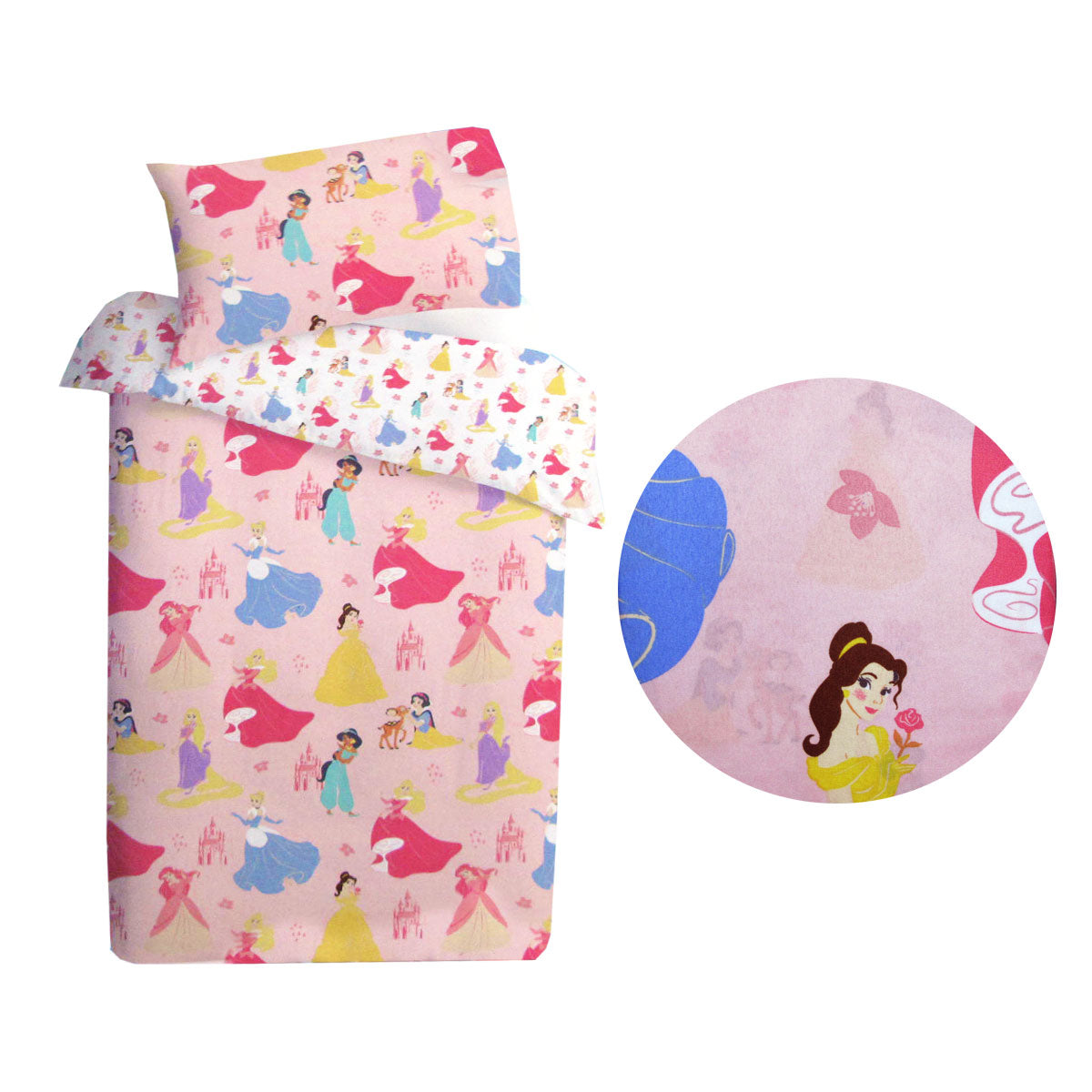 Caprice Disney Princess Reversible Quilt Doona Duvet Cover Set Pink Single