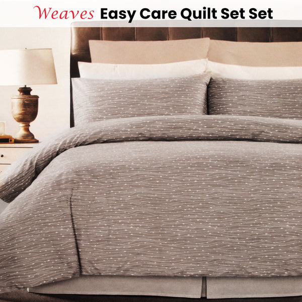 Caprice Weaves Polyester Quilt Doona Duvet Cover Set Coffee Single