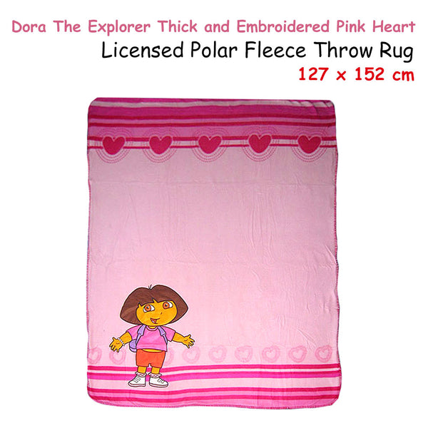 Caprice Dora The Explorer Pink Heart Polar Fleece Throw Rug Blanket 127 x 152cm