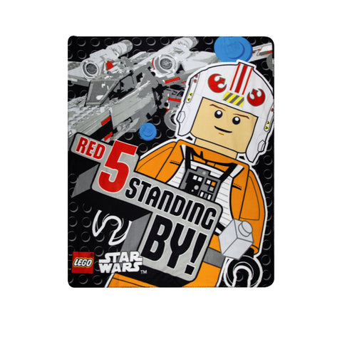 Lego Star Wars Red 5 Standing By Polar Fleece Throw Rug Blanket 127 x 152cm