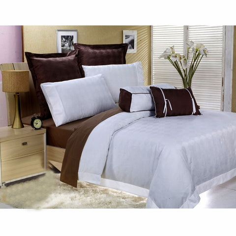 7 Piece Sanctuary Cotton Jacquard Doona Duvet Quilt Set Queen White