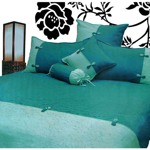 Phase 2 Scrunchie Oriental Quilt Doona Duvet Cover Set Petrel Green King