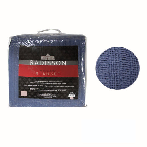 Radisson All Season Cotton Blanket Throw Blue King