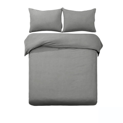 Designer Selection Ascot Embossed Quilt Doona Duvet Cover Set Grey Queen