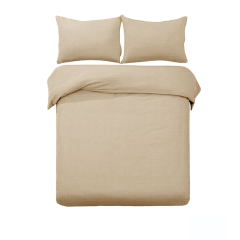 Designer Selection Ascot Embossed Quilt Doona Duvet Cover Set Latte Queen