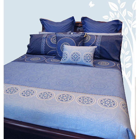 Hotel Living Bazaar Oriental Cotton Quilt Doona Duvet Cover Set Blue Queen