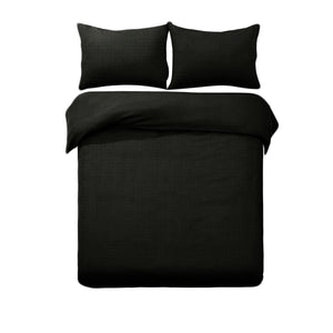 Designer Selection Denver Embossed Quilt Doona Duvet Cover Set Black King